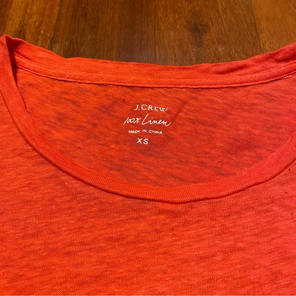 J Crew 100% Linen red t-shirt size XS - Picture 3 of 8